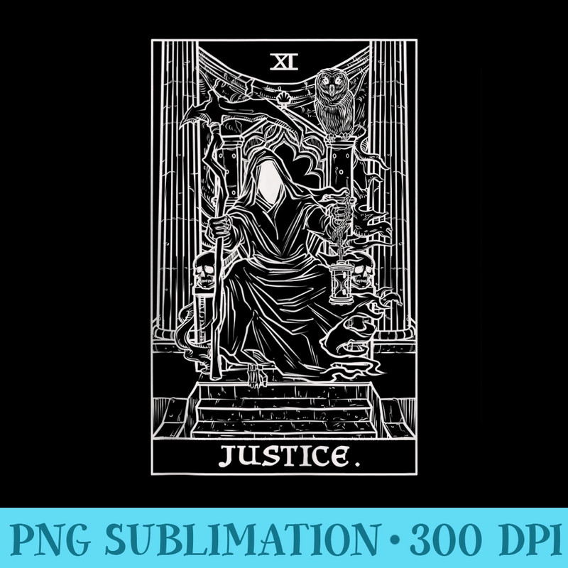 Justice Tarot Card Grim Reaper Halloween Gothic Clothing - PNG Download High Quality - Capture Imagination with Every Detail