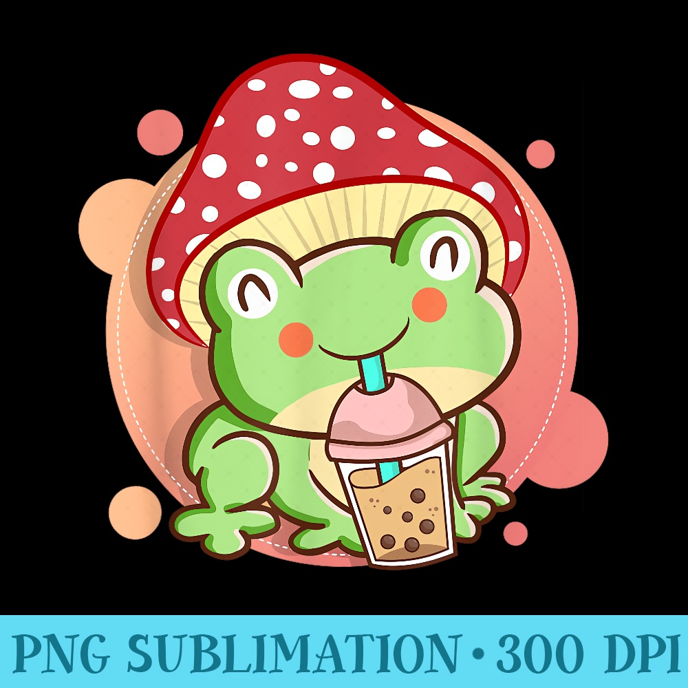 Frog Boba Tea Bubble Mushroom Hat Cottagecore Aesthetic Frog - PNG Download Website - Vibrant and Eye-Catching Typography