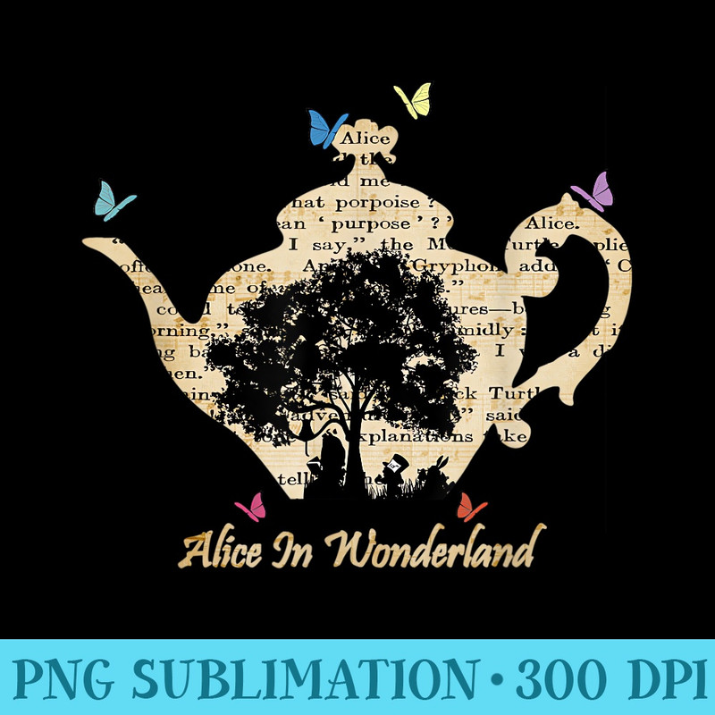Alice In Wonderland Vintage Tea Time - Shirt Printing Template PNG - Eco Friendly And Sustainable Digital Products