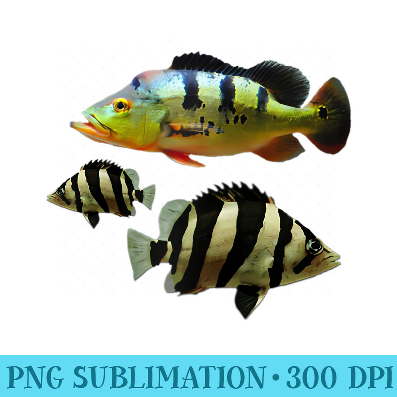 Peacock Bass Cichlid Datnoid Tigerfish Monster Aquarium Fish Raglan Baseball - Download PNG Pictures - Easy-To-Print And User-Friendly Designs