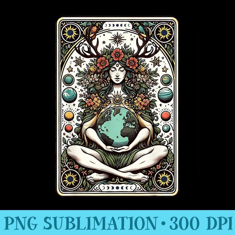 Gaia Greek Goddess Pagan Mother Earth Nature Tarot Card - High Resolution PNG Download - Premium Quality PNG Artwork