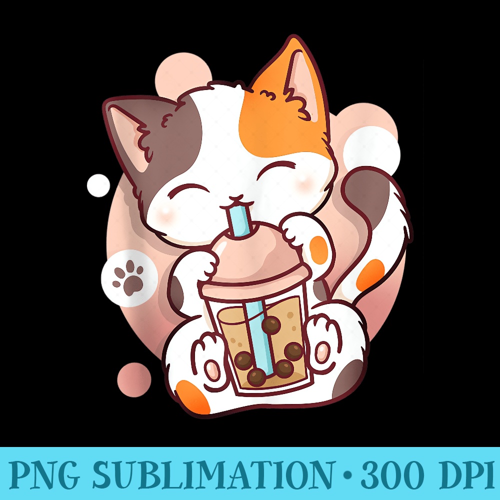 Cat Boba Tea Bubble Tea Anime Kawaii Neko - Shirt Template Transparent - Limited Edition And Exclusive Designs