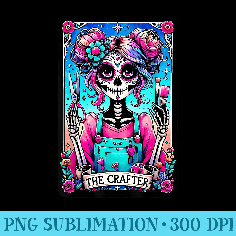Funny Skull Crafty The Crafter Tarot Card - Shirt Mockup Download - High Resolution And Print-Ready Designs