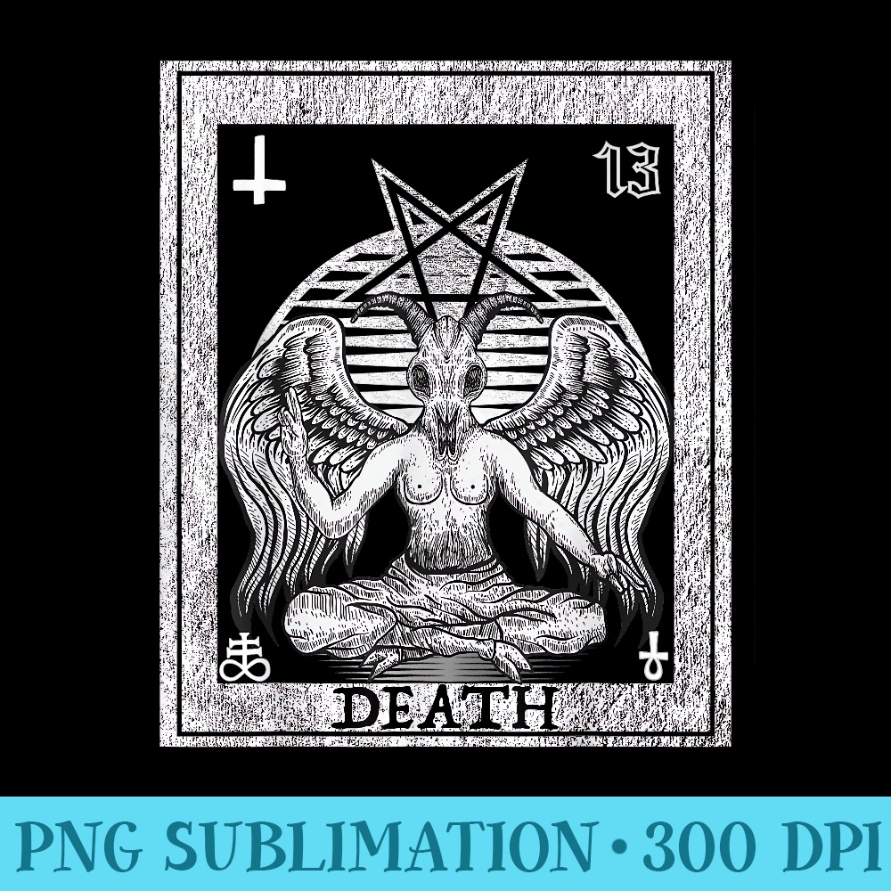 Death Occult Satan Goat Head Tarot Card Unholy Horror - Sublimation PNG download - Eco Friendly And Sustainable Digital Products