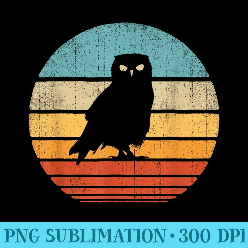 Owl Retro Vintage 60s 70s Sunset Bird Lovers - Shirt Graphic Resources - Perfect for Creative Projects