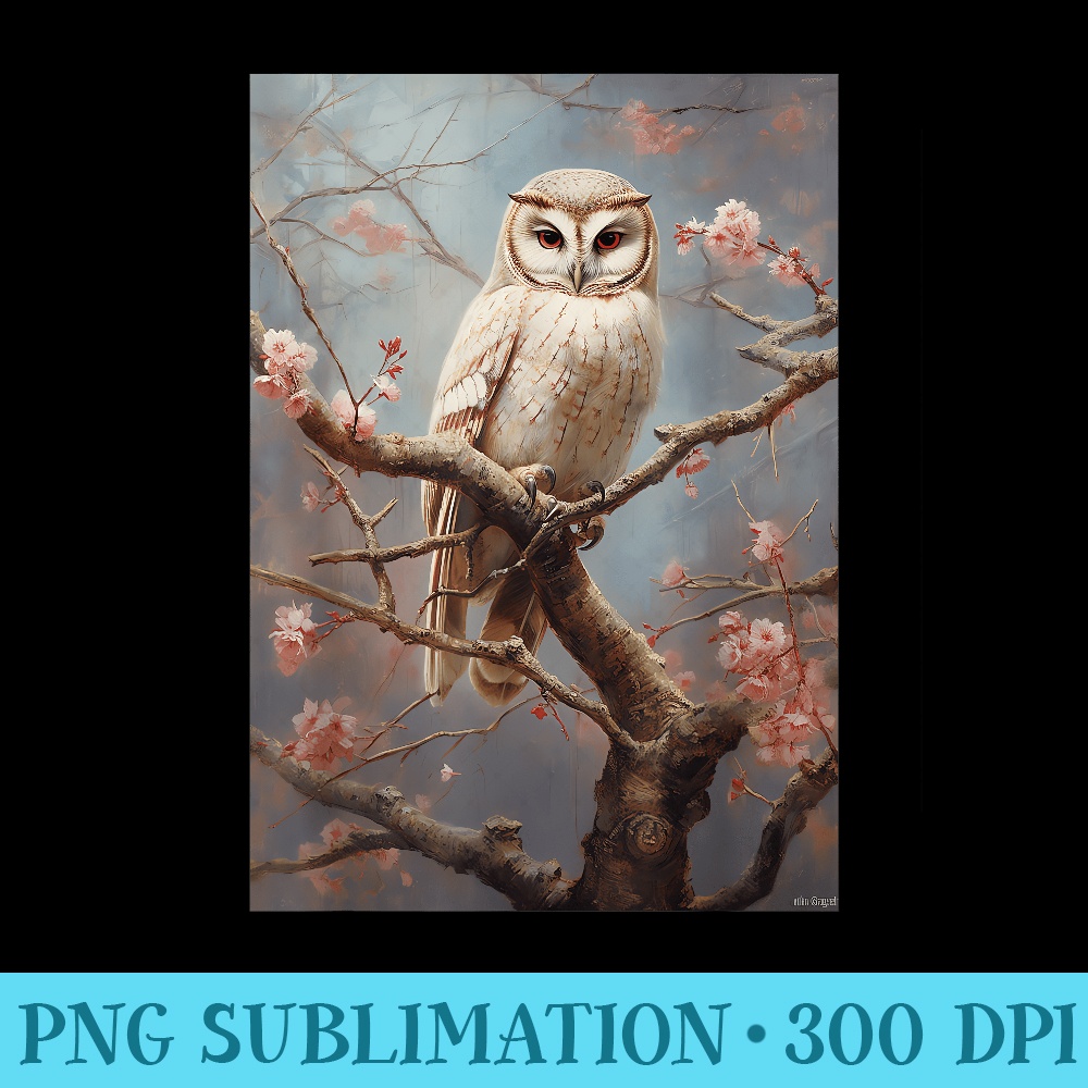 Moon Owl Asian Art - High resolution PNG download - High Resolution And Print-Ready Designs