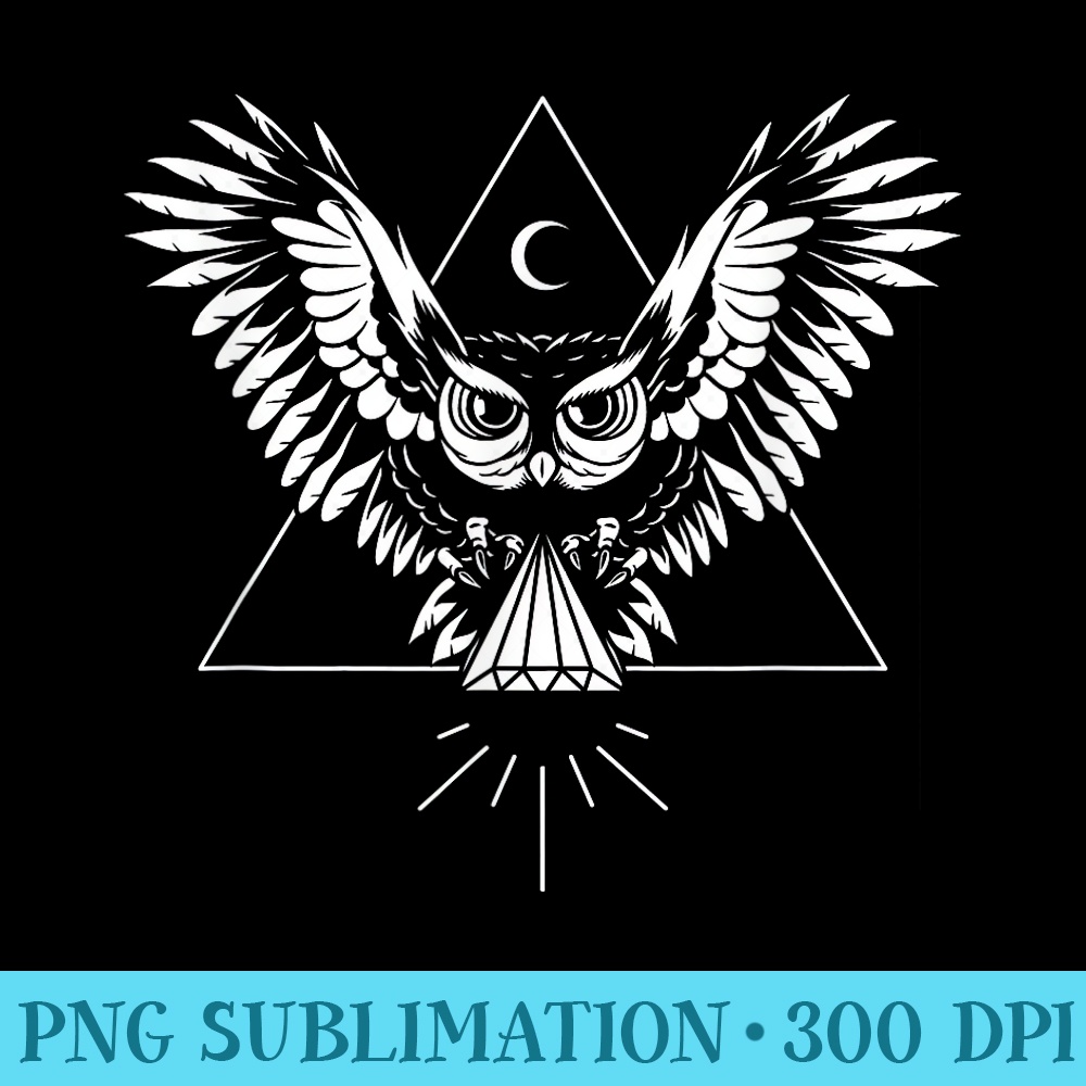 Owl Pyramid Secret Illuminati Owl Tattoo Style - Sublimation patterns PNG - Stunning Sublimation Graphics