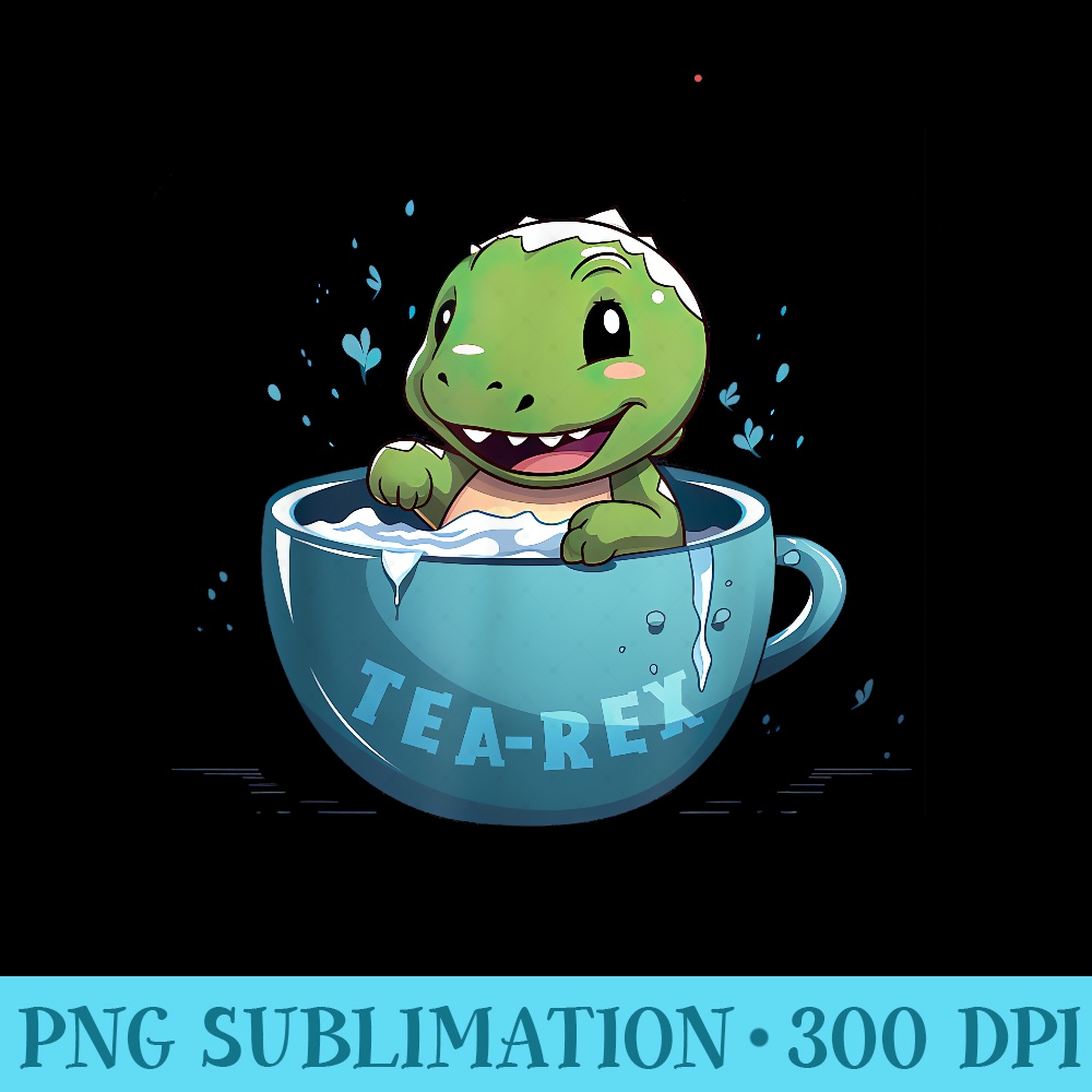 Cute TRex Dinosaur Tea TeaRex - Sublimation templates PNG - Enhance Your Apparel with Stunning Detail