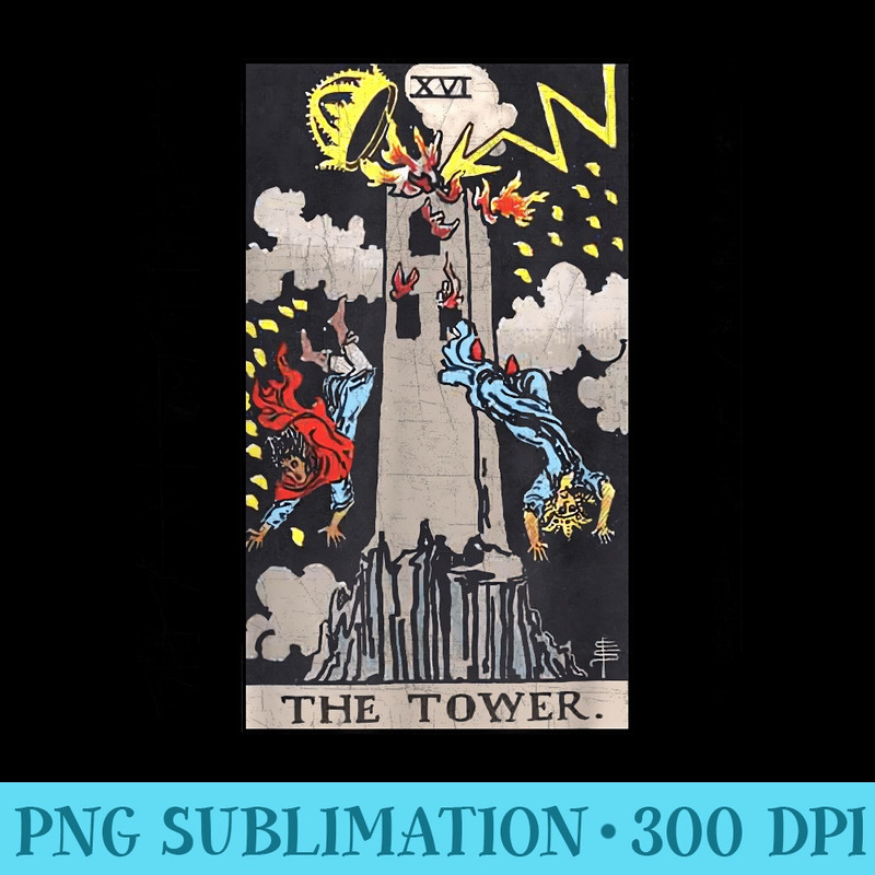 Tarot Card XVI The Tower Card Number - Download PNG Files - Unleash Your Inner Rebellion