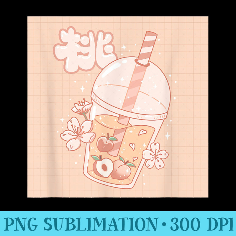Peach Juice Tea Cute Kawaii Harajuku Aesthetic - PNG Download Artwork - Perfect for Personalization