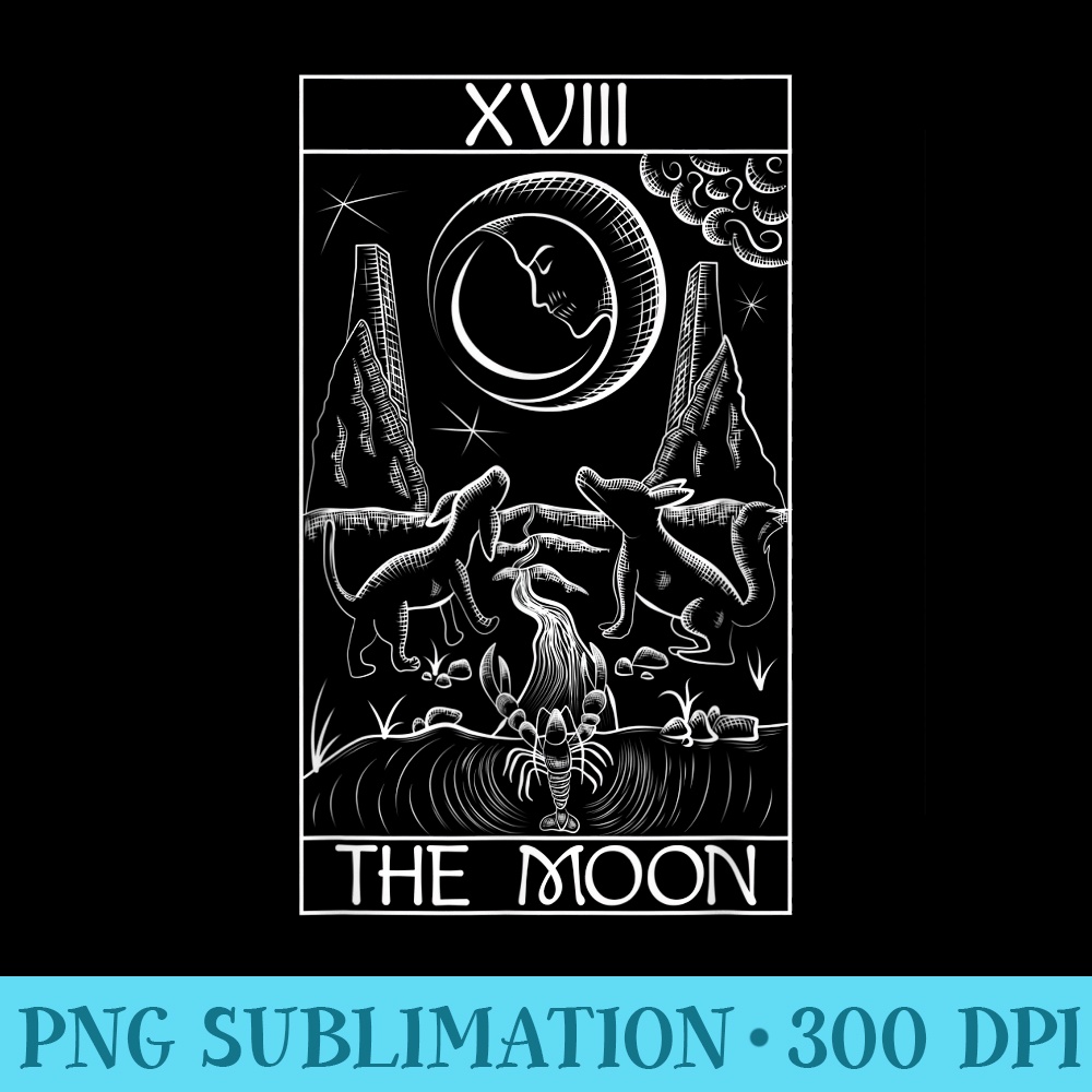 Tarot Card The Moon XVIII Occult Vintage - PNG design assets - Perfect for Personalization