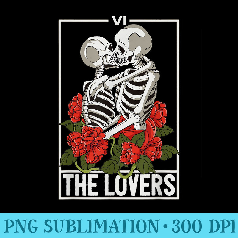 The Lovers Tarot Card Kissing Skulls Skeletons Occult Goth - High Quality PNG Files - Easy-To-Print And User-Friendly Designs