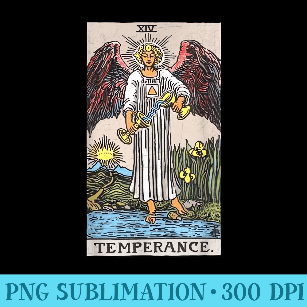 Tarot Card XIV Temperance Card Number - Transparent Shirt Design - High Resolution And Print-Ready Designs