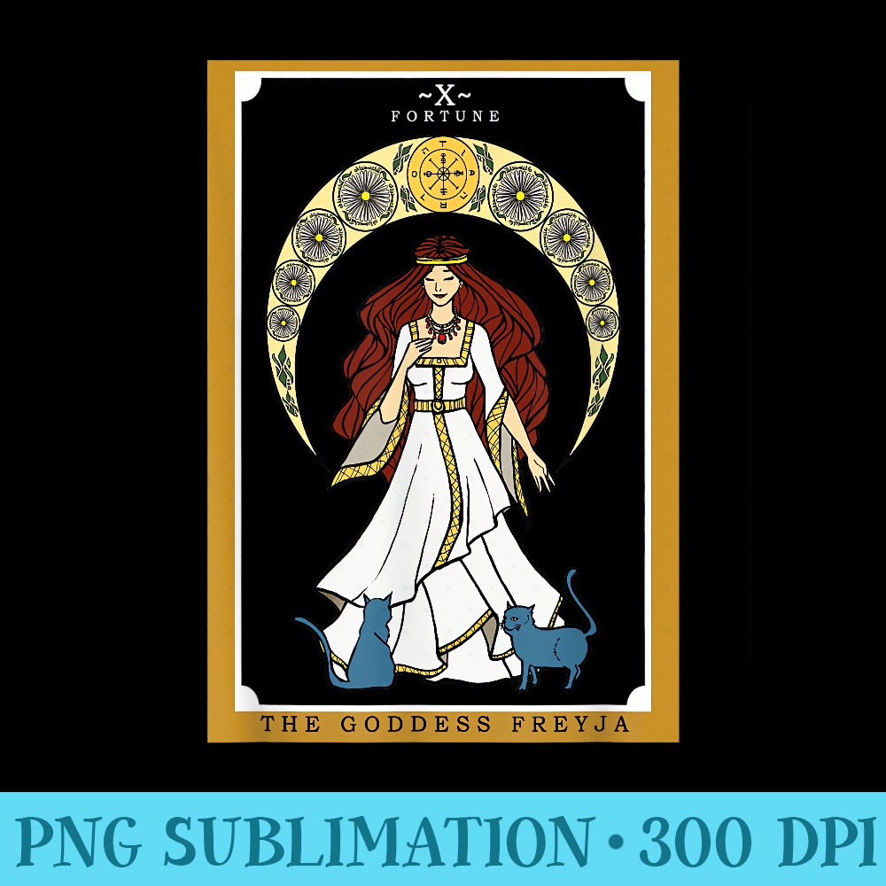 The Norse Goddess Freyja Tarot Card Pagan Cat Wiccan Witchy - Shirt Vector Art - Vibrant and Eye-Catching Typography