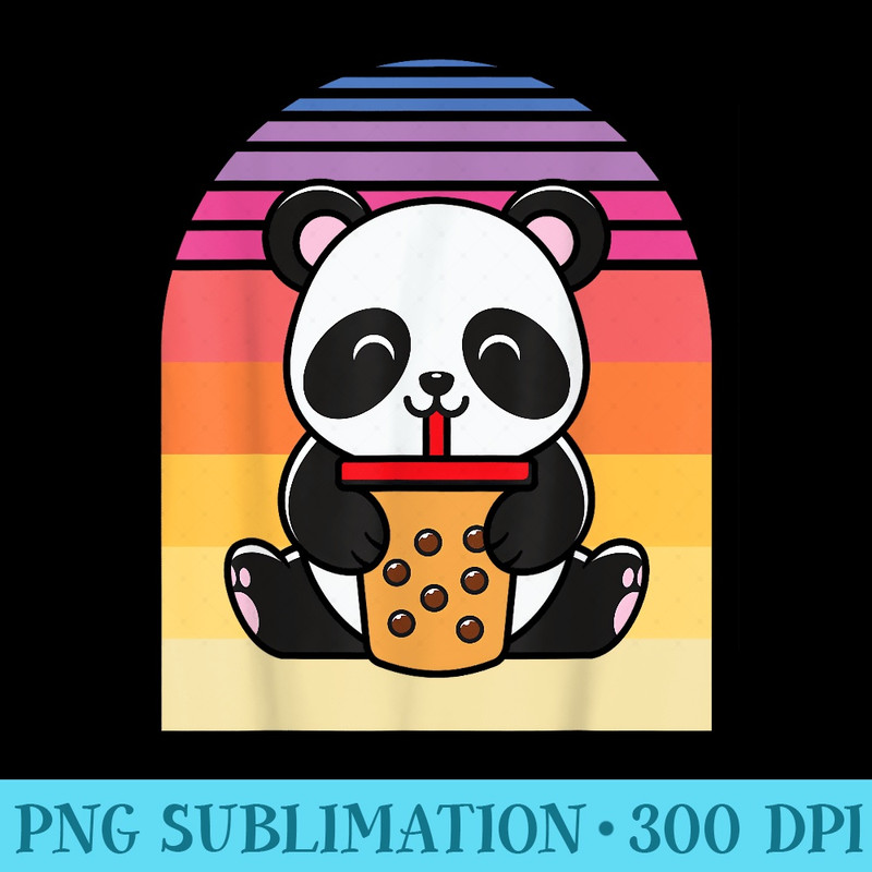 Retro Bubble Tea Boba Drink Cute Kawaii Panda Bear - Sublimation graphics PNG - Instantly Transform Your Sublimation Projects