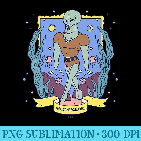 SpongeBob SquarePants Handsome Squidward Tarot Card Portrait Premium - PNG Transparent Background Download - High Resolution And Print-Ready Designs