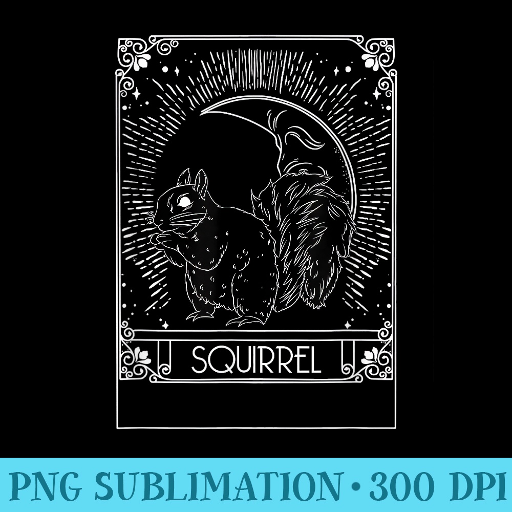 Tarot Card Crescent Moon Squirrel Graphic - PNG Download Illustration - Stunning Sublimation Graphics