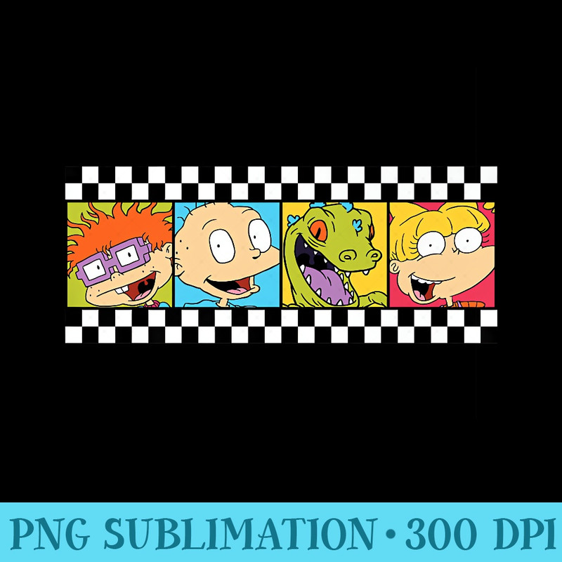 Checkerboard Border Chuckie Tommy Reptar Premium - Unique Sublimation patterns - Perfect for Creative Projects