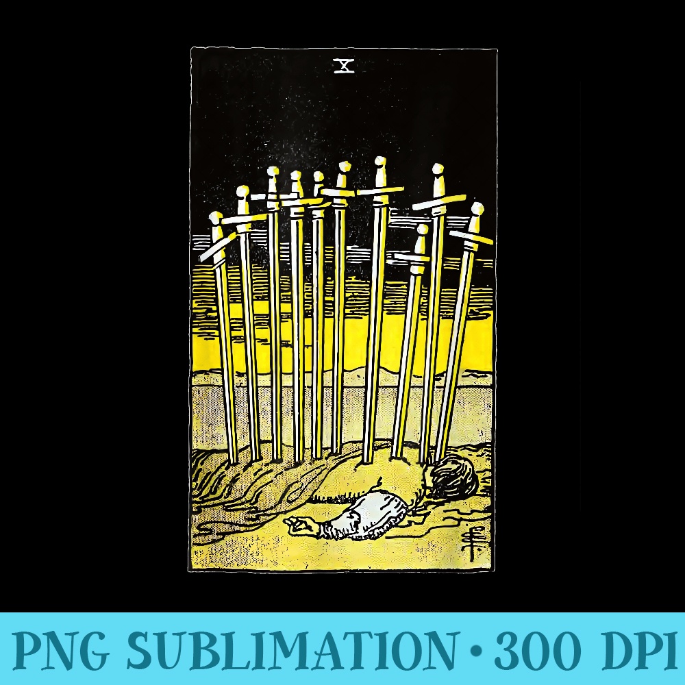 Tarot Card 10 X Ten Of Swords T Occult Vintage - Unique Sublimation patterns - Instant Access To Downloadable Files