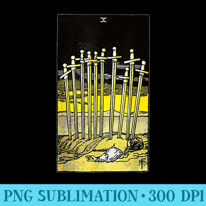 Tarot Card 10 X Ten Of Swords T Occult Vintage - Unique Sublimation patterns - Instant Access To Downloadable Files