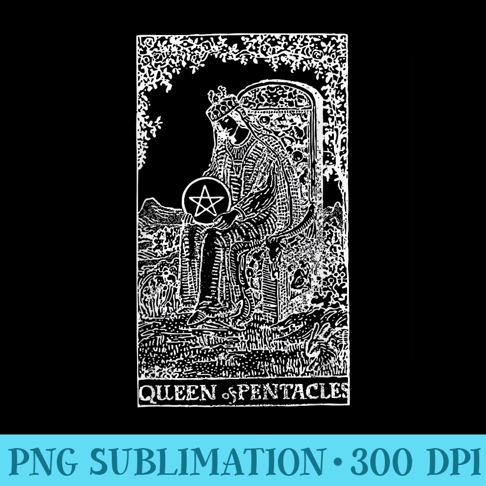 Tarot Cards Queen of Pentacles Occult Design - PNG Download Library - Instantly Transform Your Sublimation Projects