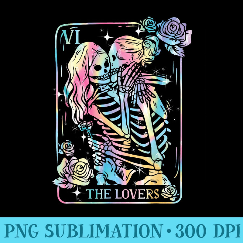 The Lovers Tarot Card Occult Goth Halloween Gothic Kissing - PNG Download Design - Premium Quality PNG Artwork