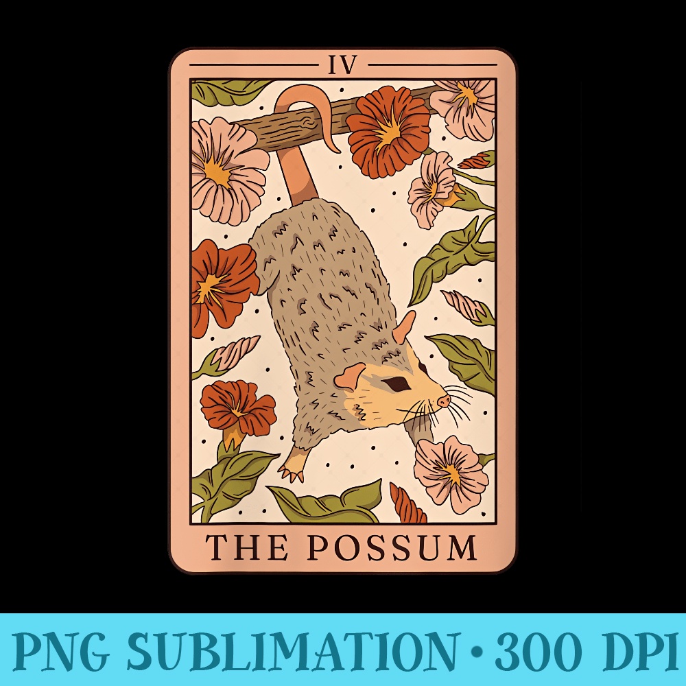 Womens Possum Cottagecore Witchy Gothic Tarot Card - Transparent PNG Download - Defying the Norms