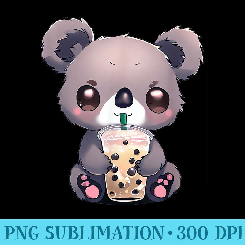 Kawaii Koala Drinks Boba Tea, Daddy Mommy Girl Funny - Shirt Clipart Free PNG - Versatile And Customizable Designs