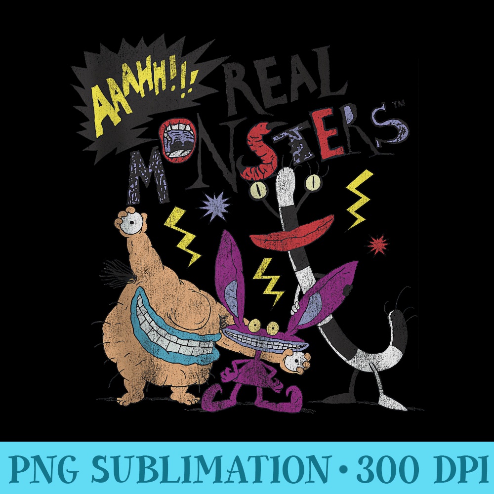 Aaahh Real Monsters Friends Spooky Scary Retro Group Shot - PNG File Download - Spice Up Your Sublimation Projects