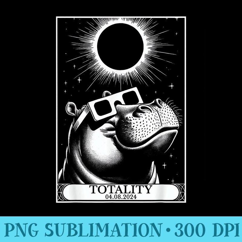Solar Eclipse 2024 Totality Tarot Card Hippopotamus Animal - PNG Download Illustration - High Resolution And Print-Ready Designs