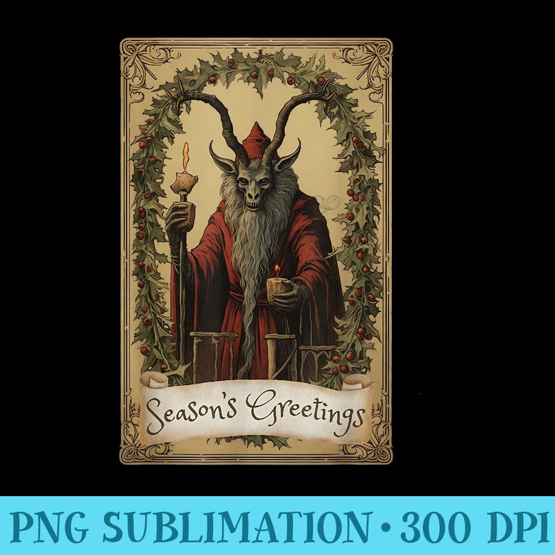 Krampus Tarot Card Design Christmas Season Evil Pajama Xmas - Exclusive PNG designs - Vibrant and Eye-Catching Typography