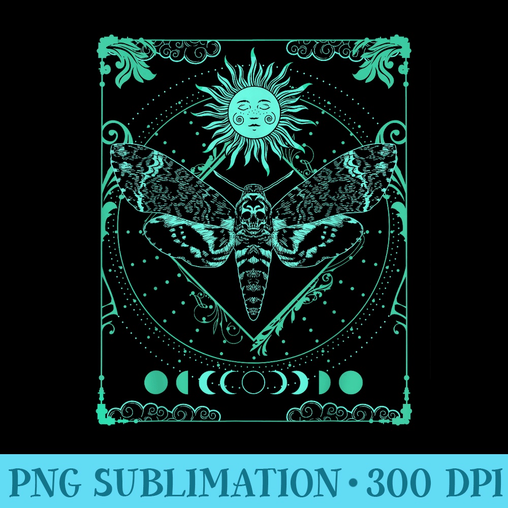 Tarot Card Death Moth Moon and Sun Gothic for Tarot Lover - Transparent PNG Download - Capture Imagination with Every Detail