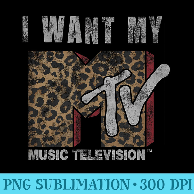 MTV Music Television Animal Print White Font Want My MTV - PNG Image Library Download - Limited Edition And Exclusive Designs