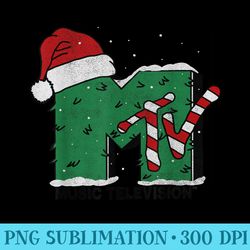 mtv logo christmas tree santa hat colors graphic t - png picture download