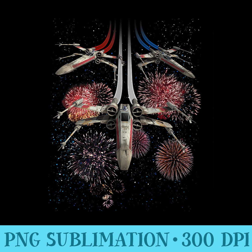 Star Wars XWing Party Fireworks 4th Of July Graphic T - PNG Download Source - Perfect for Sublimation Mastery
