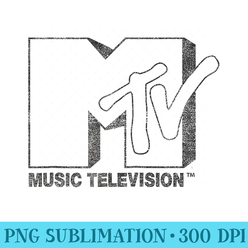 MTV Distressed Vintage Black and White Logo Raglan Baseball - Transparent PNG Download - Stunning Sublimation Graphics