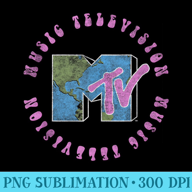 MTV Distressed 70s Planet Earth Circle Logo - PNG Download Website - Limited Edition And Exclusive Designs