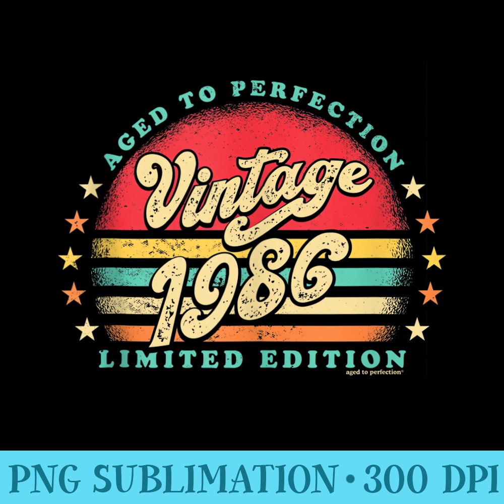 Retro Vintage 35th Birthday Top 1986 Aged To Perfection - PNG Design Files - Revolutionize Your Designs
