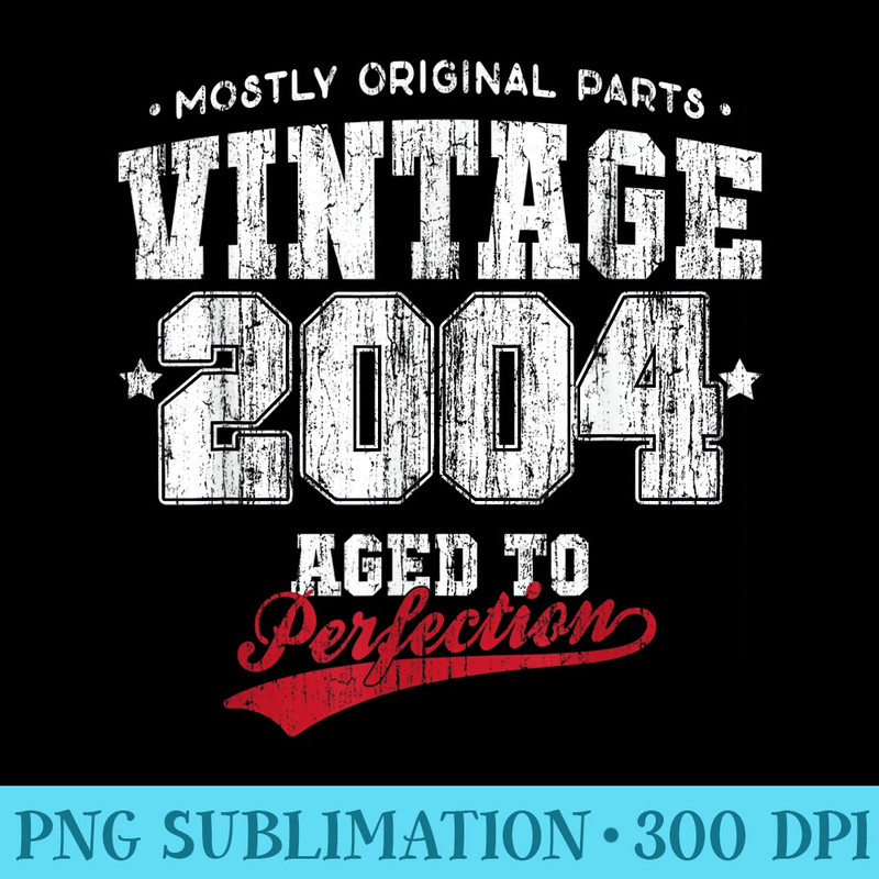 Vintage Made In 2004 T 14th Birthday - Sublimation templates PNG - Enhance Your Apparel with Stunning Detail