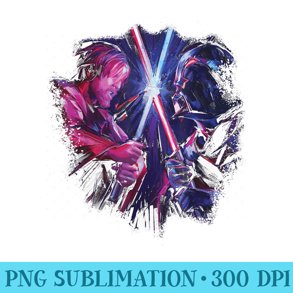Star Wars ObiWan Kenobi Darth Vader Duel Painted - PNG Download Library - Perfect for Sublimation Mastery