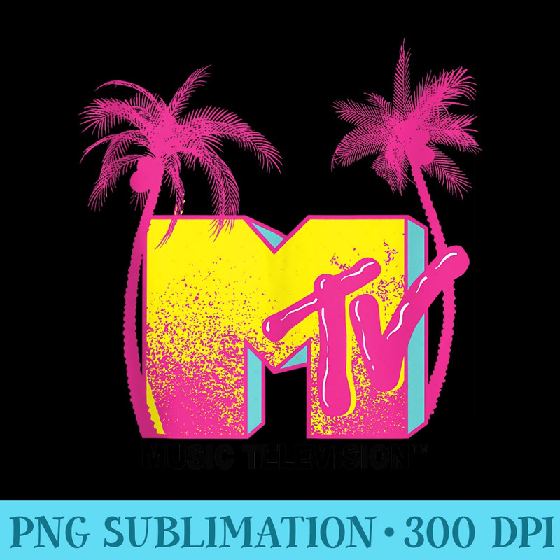 Classic MTV Logo Pink Coconut Palm Trees - PNG Download Transparent Background - Unlock Vibrant Sublimation Designs