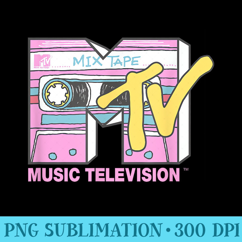 MTV Retro Neon Mix Tape Vintage Cassette Sketch Logo - Free PNG Download - Perfect for Personalization