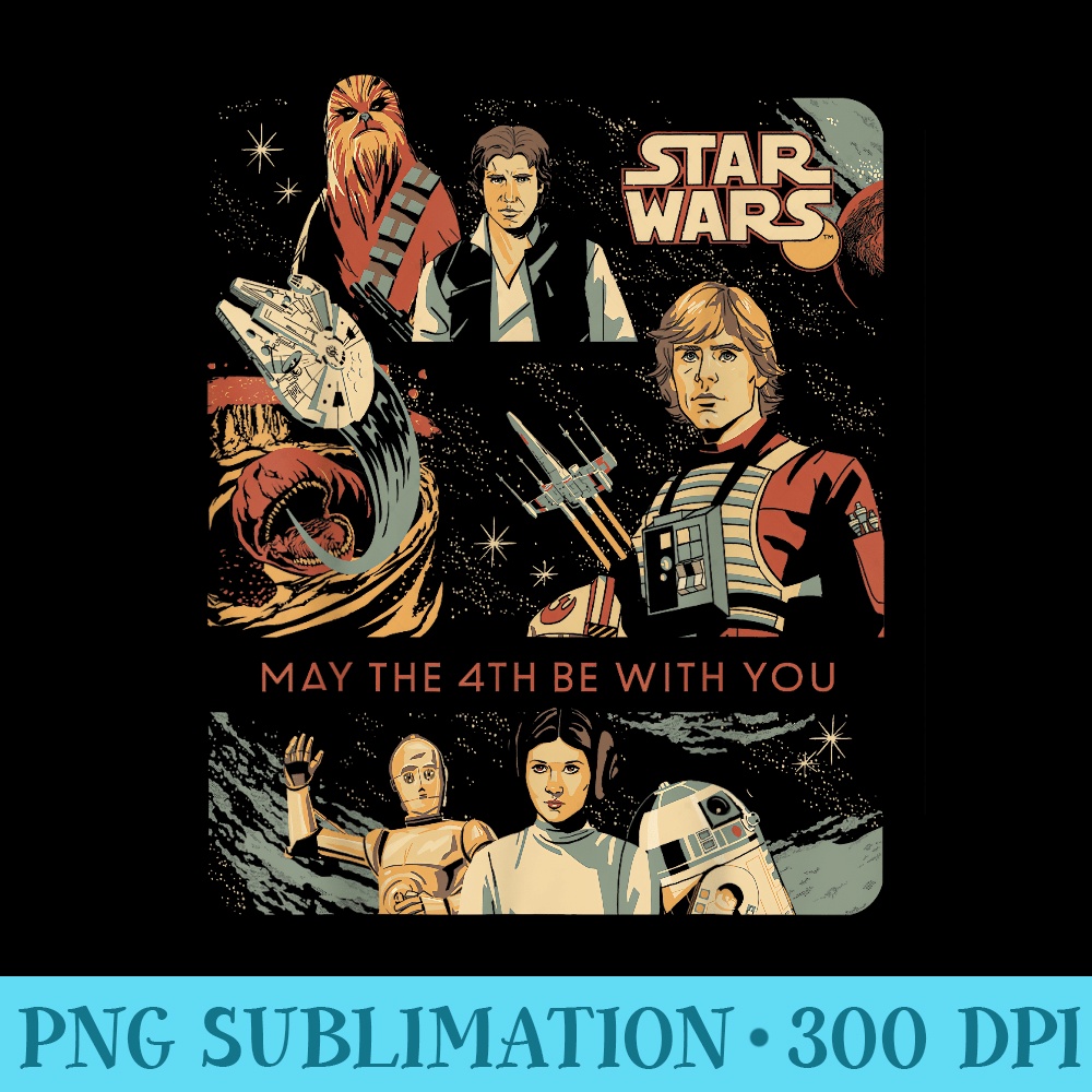 Star Wars May the 4th Be With You Classic Vintage Art - High Quality PNG Download - Transform Your Sublimation Creations