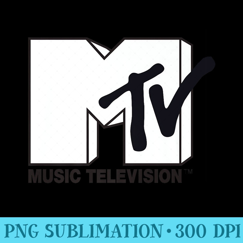 White Fill With Black Ink MTV Logo Premium - Sublimation patterns PNG - Enhance Your Apparel with Stunning Detail