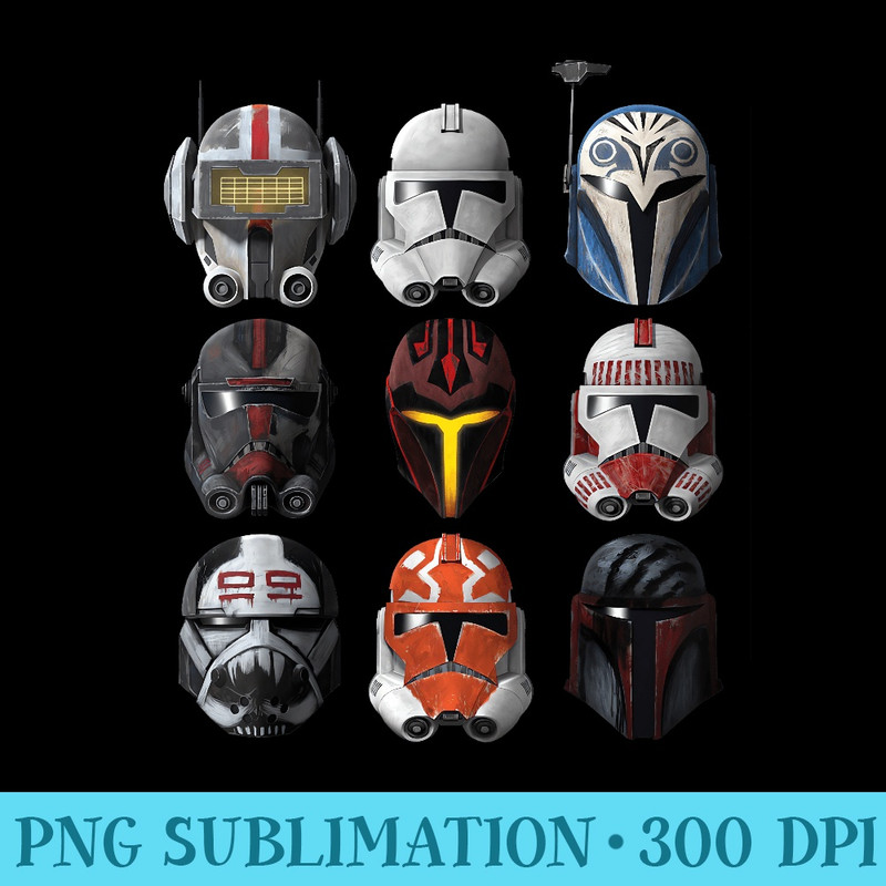 Star Wars The Clone Wars Clone Helmets - PNG design assets - Limited Edition And Exclusive Designs