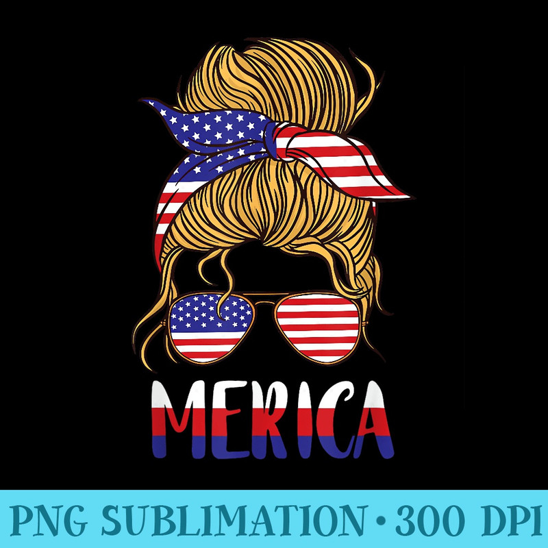America Sunglass Girl 4th Of July Patriotic American Flag - PNG Sublimation - Vibrant and Eye-Catching Typography