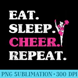 eat sleep cheer repeat cheerleading dance cheerleader girls - sublimation clipart png