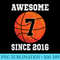 7th Birthday Basketball Lover 7 Years Old Vintage Sports - PNG Download Design - Bring Your Designs to Life