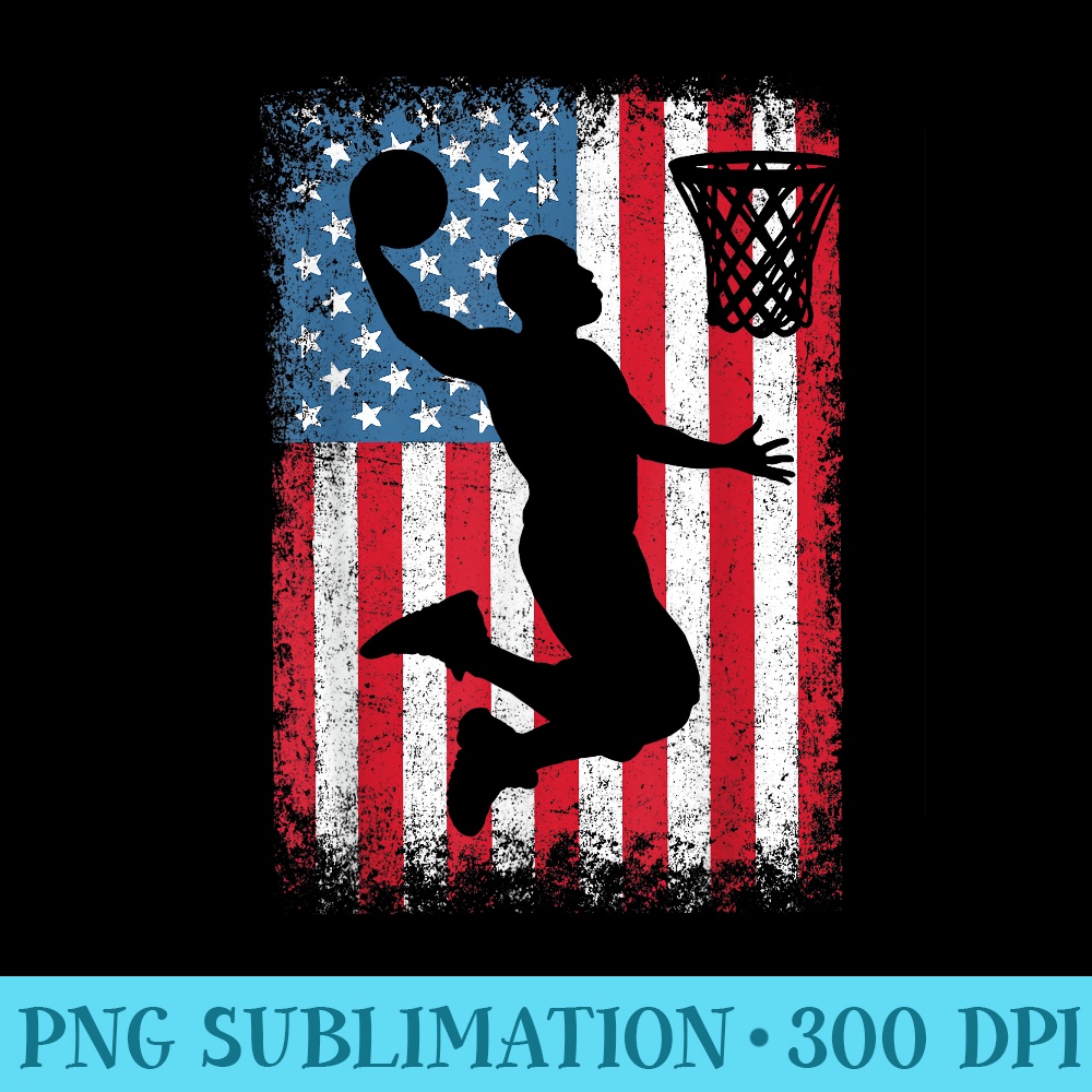 American Flag Basketball USA Flag 4th of July Men - PNG Download Artwork - Bold & Eye-catching