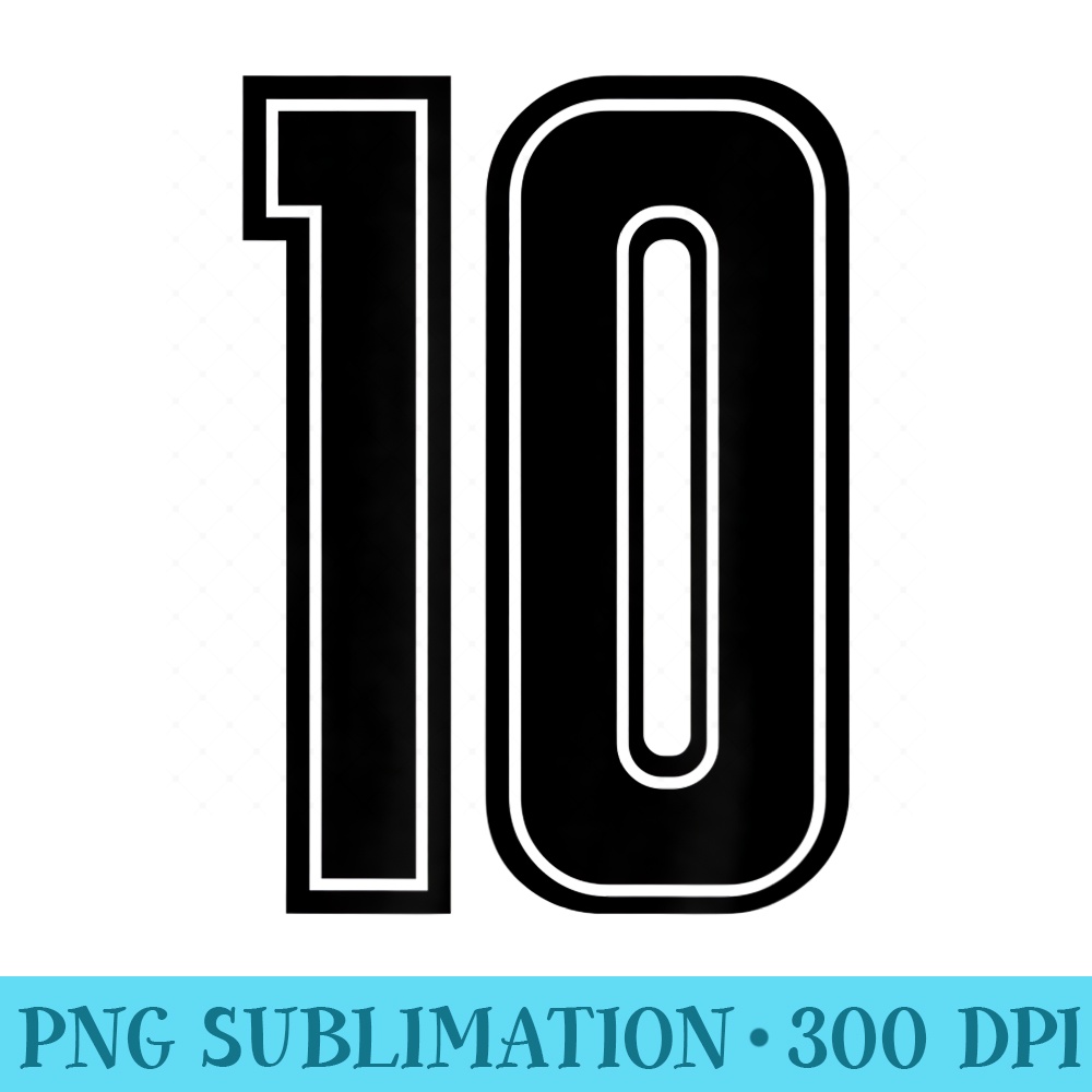 Jersey 10 Black Sports Team Jersey Number - PNG Download Vector - Bring Your Designs to Life